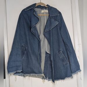 Marques Almeida Blue Frayed Denim Oversized Jacket Small